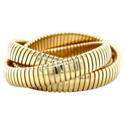 Pre-owned Sidney Garber , 18k Yellow Gold Rolling Bangle Bracelet