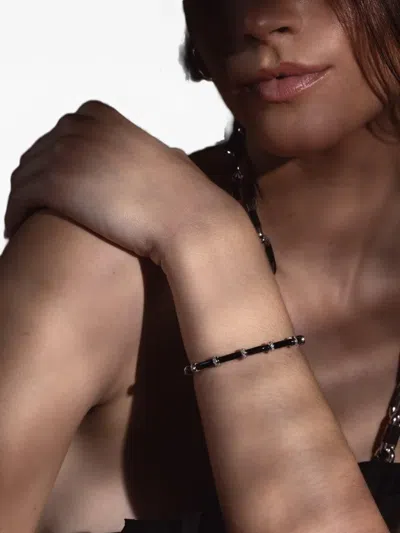 Sidney Garber Diamond Black Enamel Bracelet In Orange