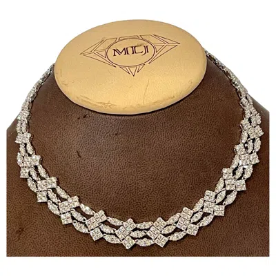 Pre-owned Sidney Garber 's Vintage 35 Ct Diamond Bridal Necklace 18 Karat White Gold 60 Gm