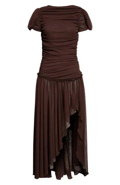 Siedres Siedrés Adeline Open Back Semisheer Chiffon Maxi Dress In Brown