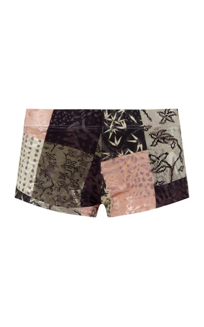 Siedres Afra Patchwork Velvet Mini Shorts