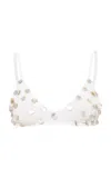 Siedres Agnet Floral Embellished Knit Bralette In White