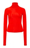 Siedres Agustina Jersey Turtleneck Top In Red