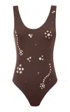 Siedres Aitana Sequined Swimsuit In Brown