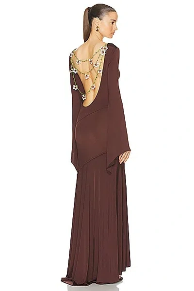 Siedres Alin Long Sleeve Maxi Dress In Brown