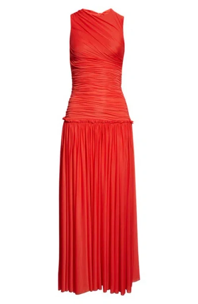 Siedres Siedrés Alina Gathered Open Back Jersey Dress In Red