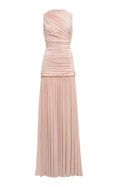 Siedres Alina Ruched Jersey Maxi Dress In Pink