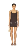 Siedres Womens Alites Embellished Linen Mini Dress Brown