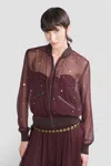 Siedres Amelie Casual Jacket In Brown Polyester In Purple