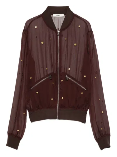 Siedres Amelie Gold-embellished Bomber Jacket In Burgundy