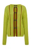 Siedres Aniesse Contrast Striped Cable Knit Cardigan In Multi