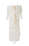 Siedres Aphelia Off-the-shoulder Lace Midi Dress In White