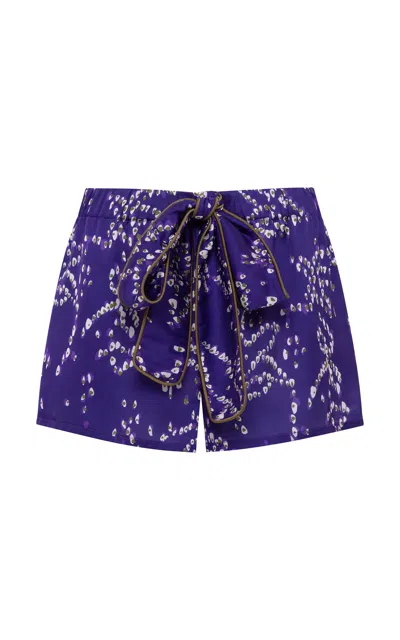 Siedres Ariana Floral Satin Shorts In Pink