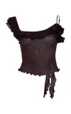 Siedres Arla Ruffled Sheer Top