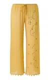 Siedres Aurilie Embellished Chiffon Wide-leg Pants In Yellow