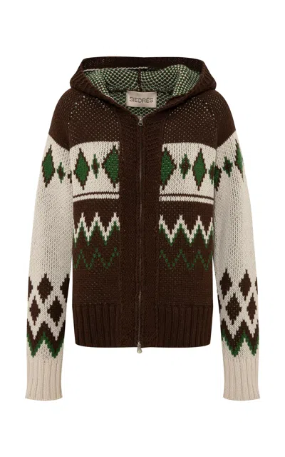 Siedres Bacys Zipped Fair Isle Merino-wool Blend Cardigan In Multi