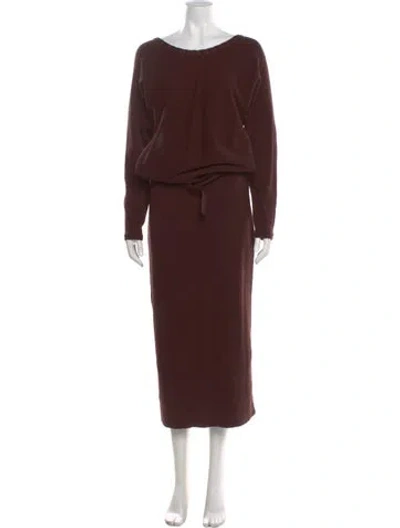 Pre-owned Siedres Bateau Neckline Long Dress In Brown