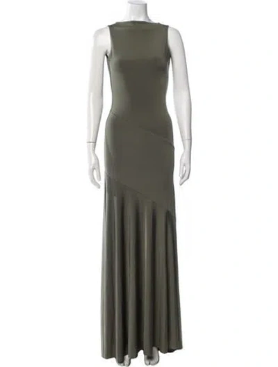 Pre-owned Siedres Bateau Neckline Long Dress In Green