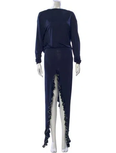 Pre-owned Siedres Bateau Neckline Long Dress W/ Tags In Blue