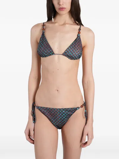 Siedres Bead-embellished Checkered Bikini In Multi