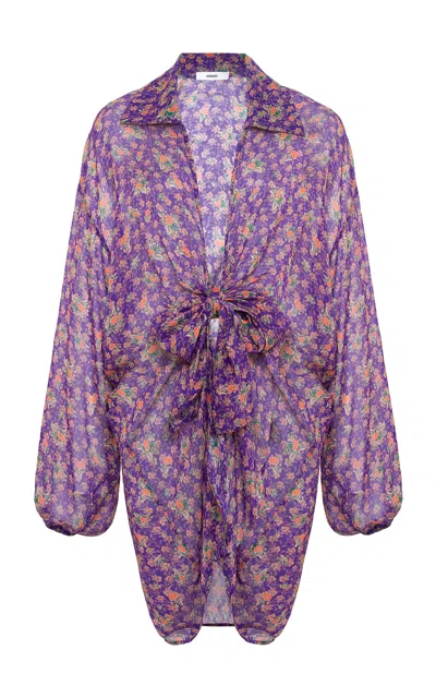 Siedres Siedrés Beatriz Tie-front Tunic In Purple