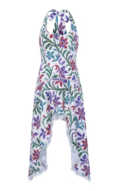 Siedres Belora Textured Cotton-gabardine Midi Dress In Multi