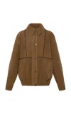 Siedres Bernie Oversized Leather Jacket In Brown