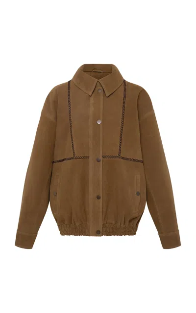 Siedres Bernie Oversized Leather Jacket In Brown