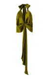 Siedres Bertille Tie-detailed Satin Halter Top In Khaki