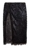 Siedres Bianca Sequined Lace Midi Skirt In Black