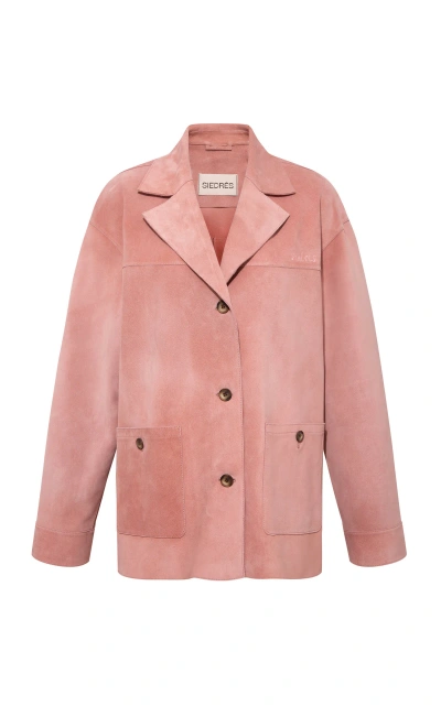 Siedres Bien Oversized Suede Jacket In Pink