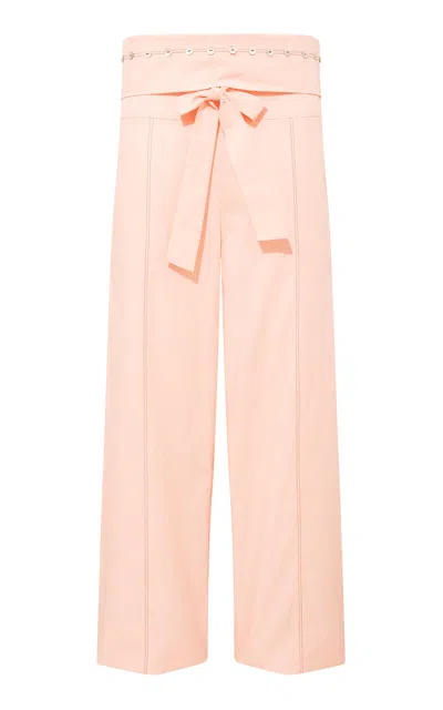 Siedres Blanche Belted Wide-legged Pants In Pink