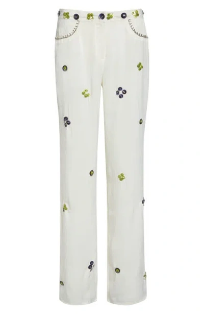 Siedres Siedrés Brity Embellished Low Rise Straight Leg Pants In White