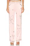 Siedres Brity Embellished Velvet Low-rise Straight-leg Pants In Pink