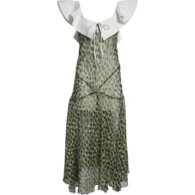 Siedres Siedrs Caenes Polka Dot Georgette Midi Dress In Green Multi |  ModeSens