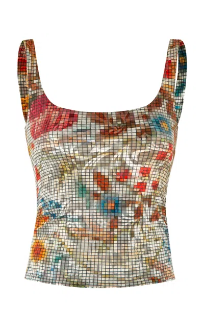 Siedres Cali Floral Devoré Tank Top In Multi