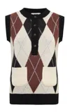 Siedres Carina Half-buttoned Wool-blend Vest In Multi