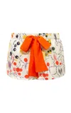 Siedres Cassy Printed Satin Shorts In White