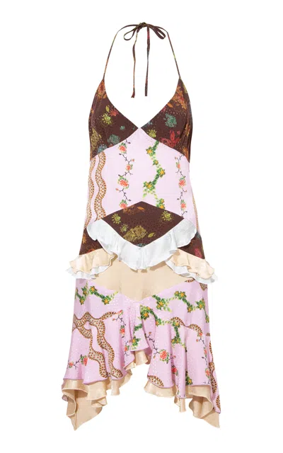 Siedres Cea Ruffled Patchwork Mini Dress In Multi