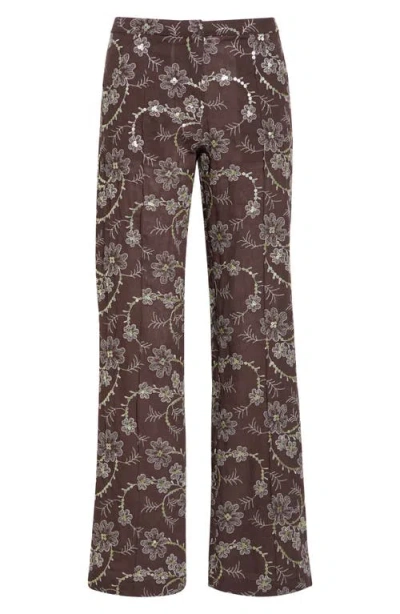 SIEDRES SIEDRÉS CERA FLORAL SEQUIN STRAIGHT LEG PANTS