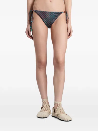 Siedres Checked Bead-embellished Bikini Bottoms In Multi