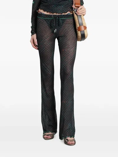 Siedres Check-pattern Lettuce-trim Trousers In Black