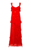 Siedres Chilas Embellished Crepe Maxi Dress In Red