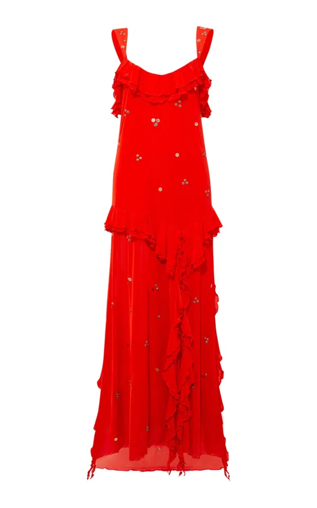 siedres red dress SIEDRES Narah Scarf And Fray Maxi Dress in Red