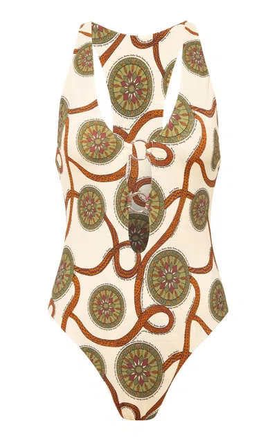 Siedres Ciny Keyhole Detail Swimsuit In Multi