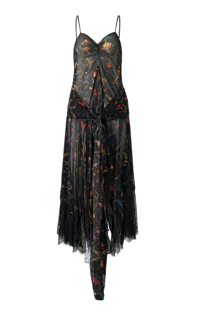Siedres Claudia Lace-trimmed Chiffon Maxi Dress In Multi