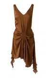 Siedres Clemens Gathered Satin Mini Dress In Brown