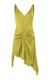 Siedres Clemens Ruched Satin Mini Dress In Green