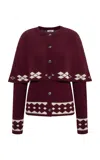 Siedres Cleo Cape-detailed Wool-blend Cardigan In Burgundy