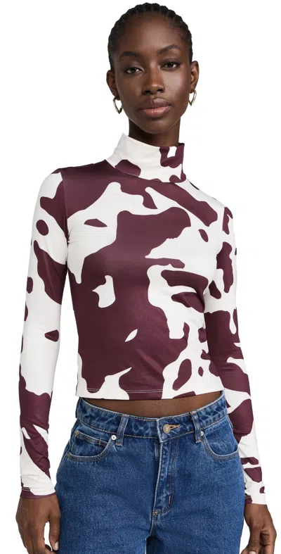 Siedres Cody Long Sleeve Turtleneck Top In Burgundy